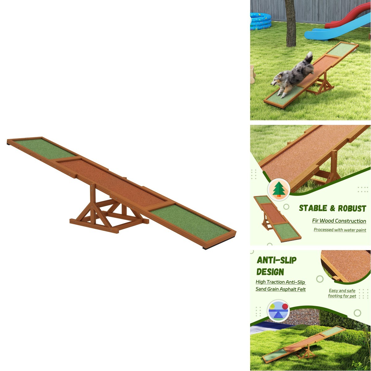 PawHut Wooden Dog Agility Seesaw Training Equipment