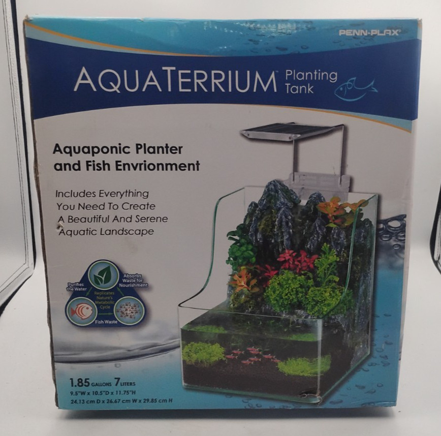 Penn-Plax Aquaponic Planter Fish Terrarium Tank - 1.85 Gallo...