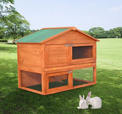 48.4" High Duality Portable Wooden Rabbit Hutch House Chicke...