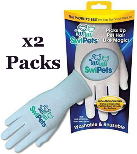SwiPets Pet Dog Cat Grooming Gloves - Blue - 2 Pack