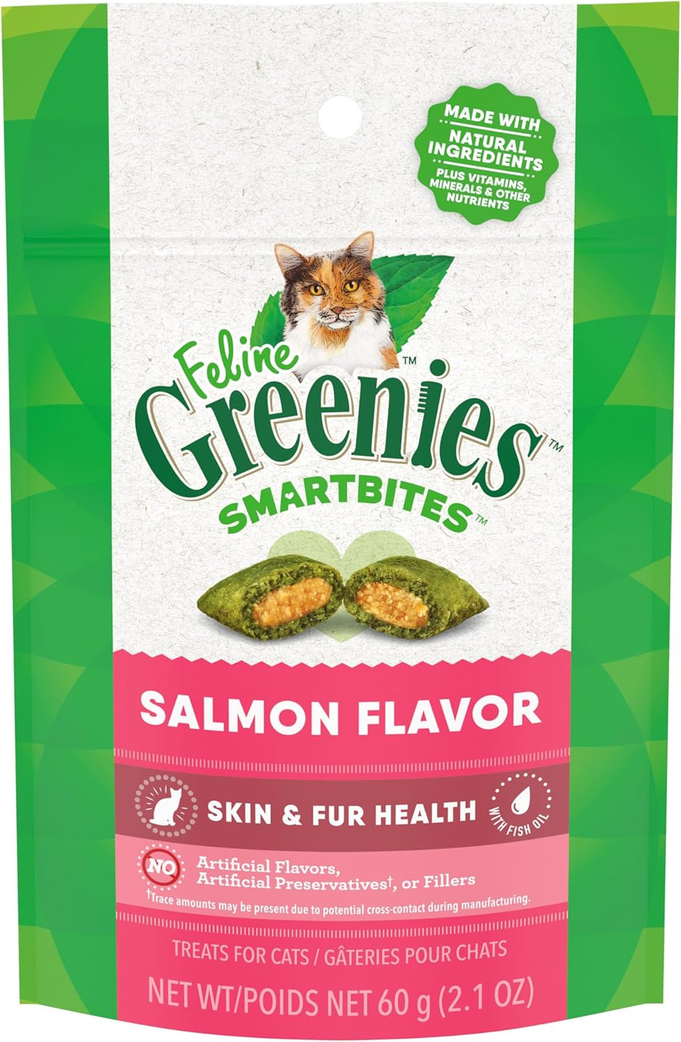 Feline Greenies Salmon Treats for Cats - Healthy Skin & Fur...