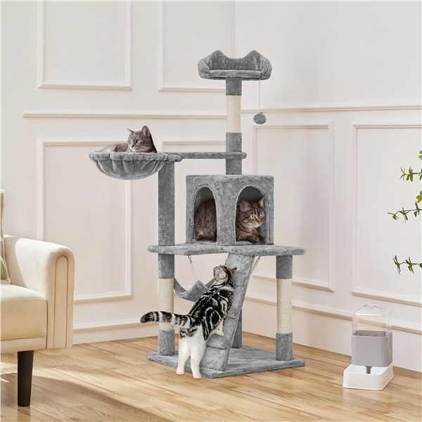Cat Tree Scratching Tower for Kittens - 54 Inch Play House P...