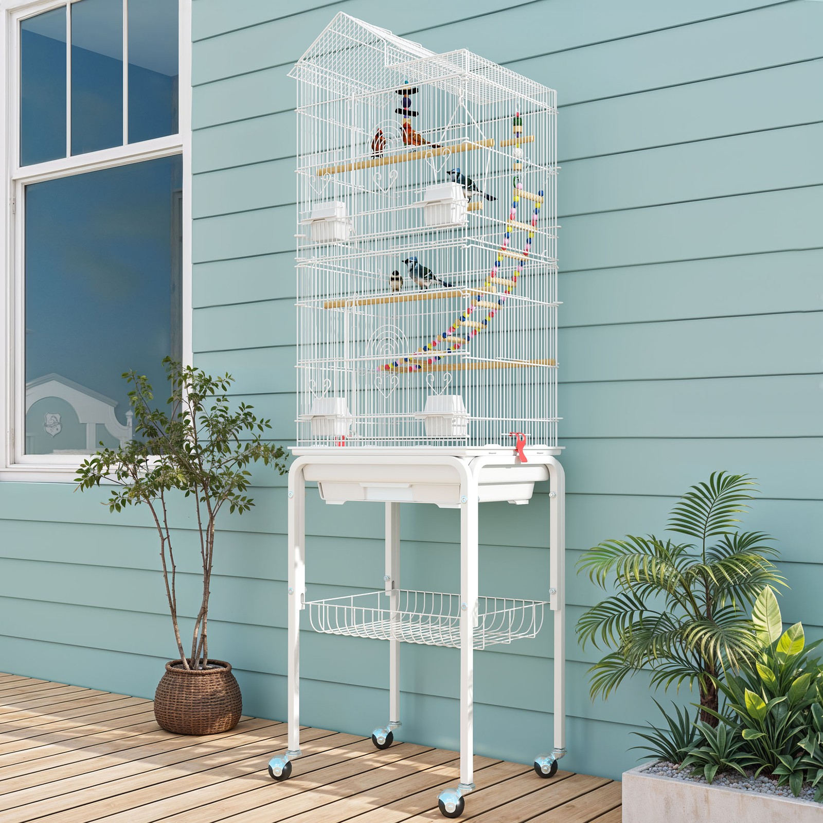 Large Bird Cage Parrot Standcage for Cockatiel Finch Parakee...