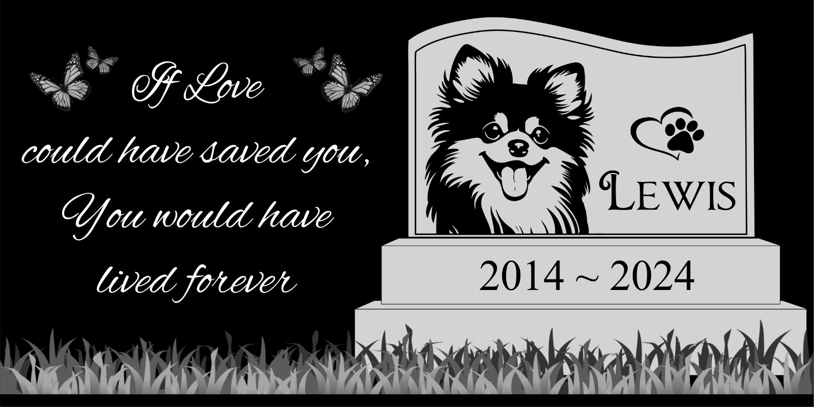 Pomeranian Dog Engraved Granite Pet Memorial Headstone Marke...