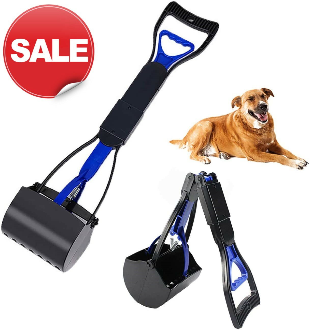 Dog Pooper Scooper - 24 Inch Long Handle Waste Pickup Tool