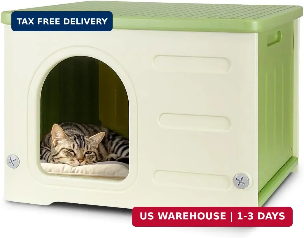 Outdoor Pet Kennels House - Waterproof & Insulated Shelter f...