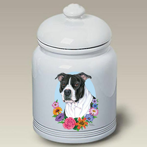 Black & White Pit Bull Terrier Treat Jar