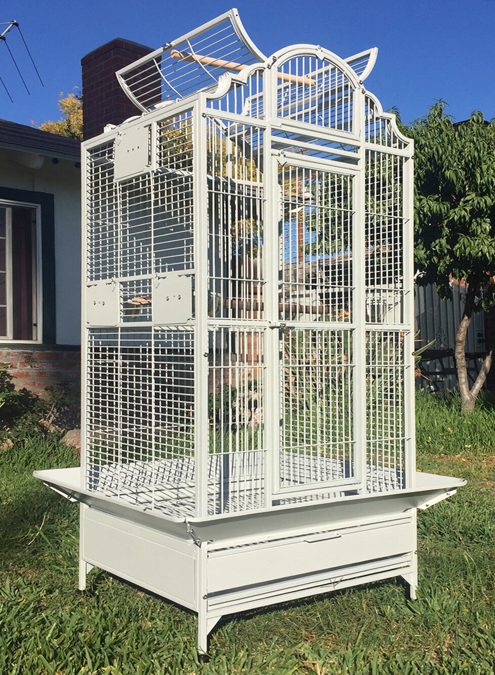 Elegant Wrought Iron Dome Play Top Cage for Macaw Cockatoo