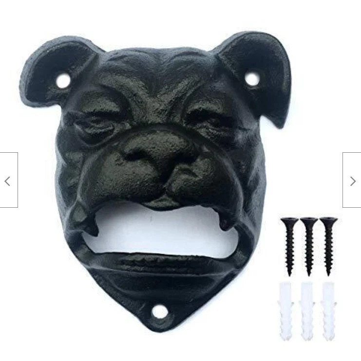 Rustic Cast Iron BullDog Bottle Opener Wall Mount Beer & Sod...