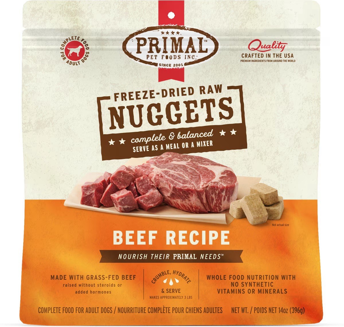 Primal Freeze Dried Beef Nuggets for Dogs - 14oz