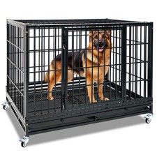 Collapsible Heavy Duty Dog Crate XL 47", Stackable Dog Cage...