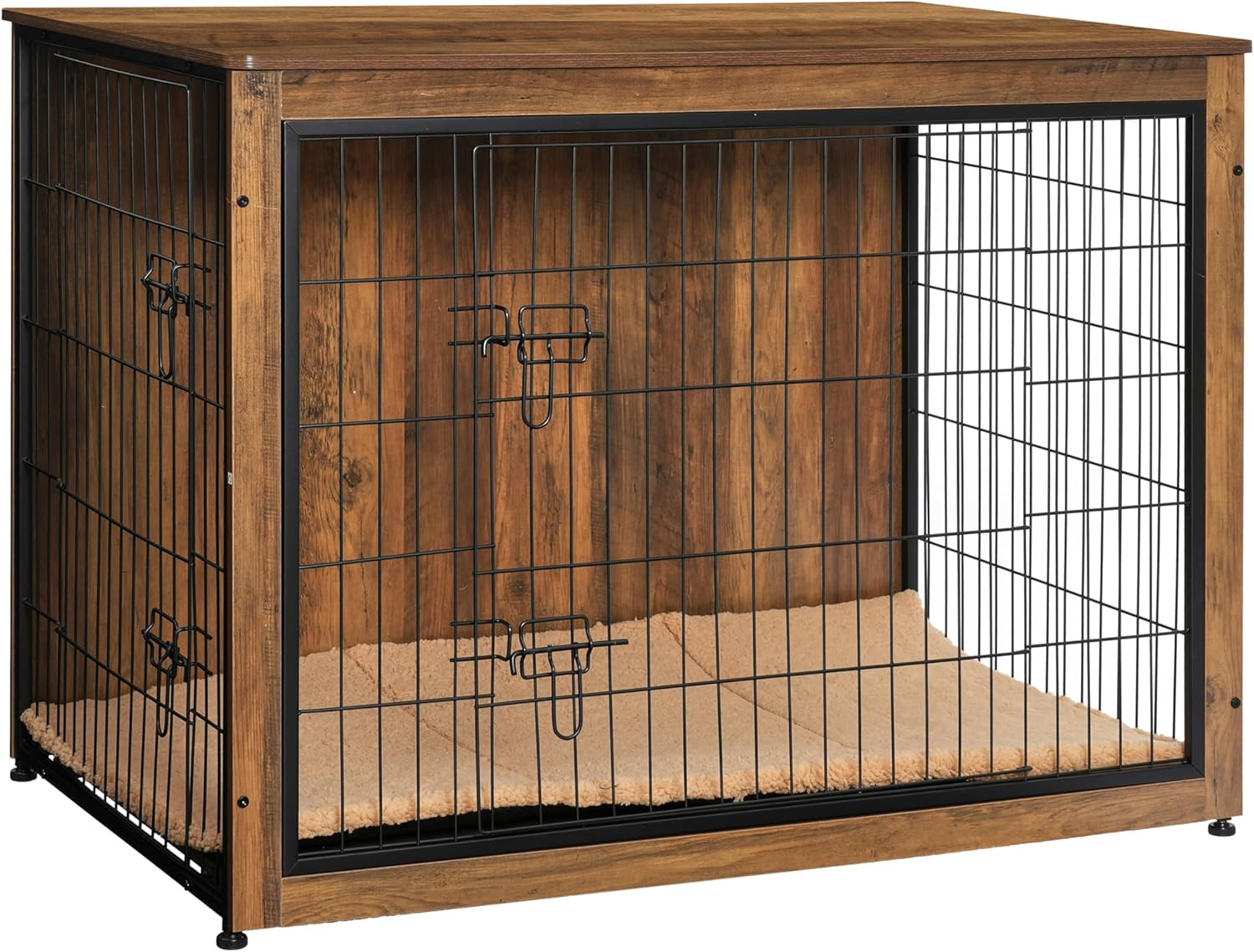 Wooden Kennel Table with Double Doors Dog Crate Furniture In...