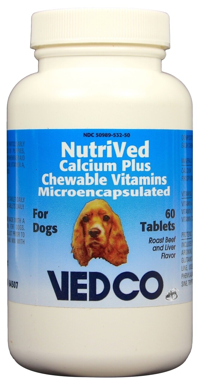 NutriVed Calcium Plus Chewable Tablets for Dogs - 60 Count