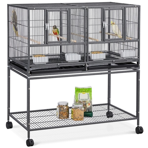 Stackable Divided Breeder Cage for Canary Cockatiel Parrot F...