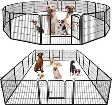Dog Playpen Pet Fence 24"/32"/40" Height 8/16/24/32 Panels M...