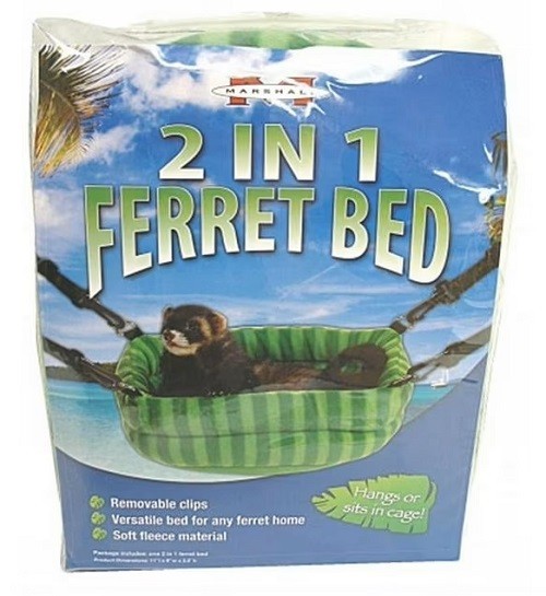 Marshall Pet Ferret Bed - Soft Fleece, Removable Clips, 11"L...
