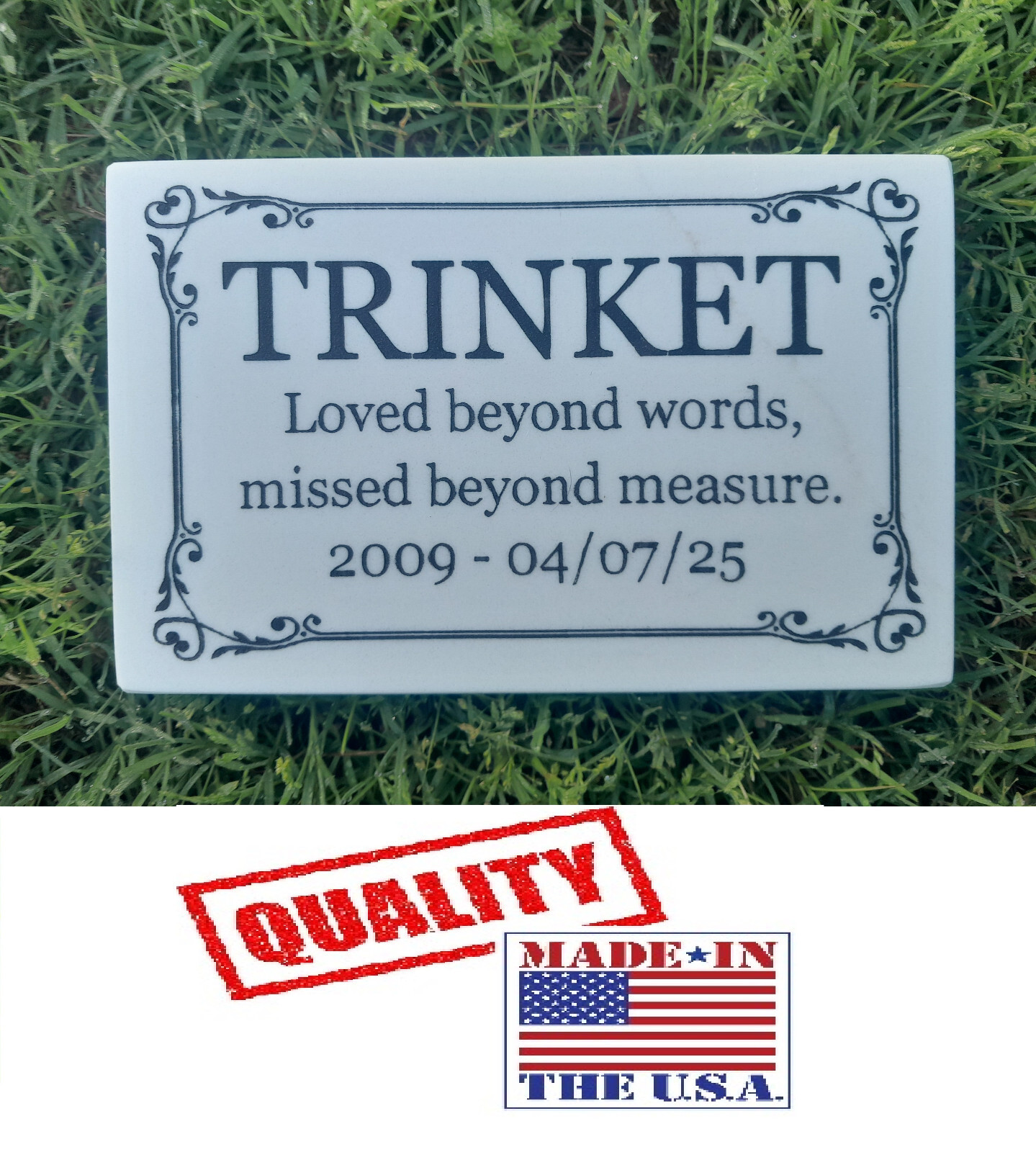 Custom Engraved Pet Memorial Stone Headstone Plaque