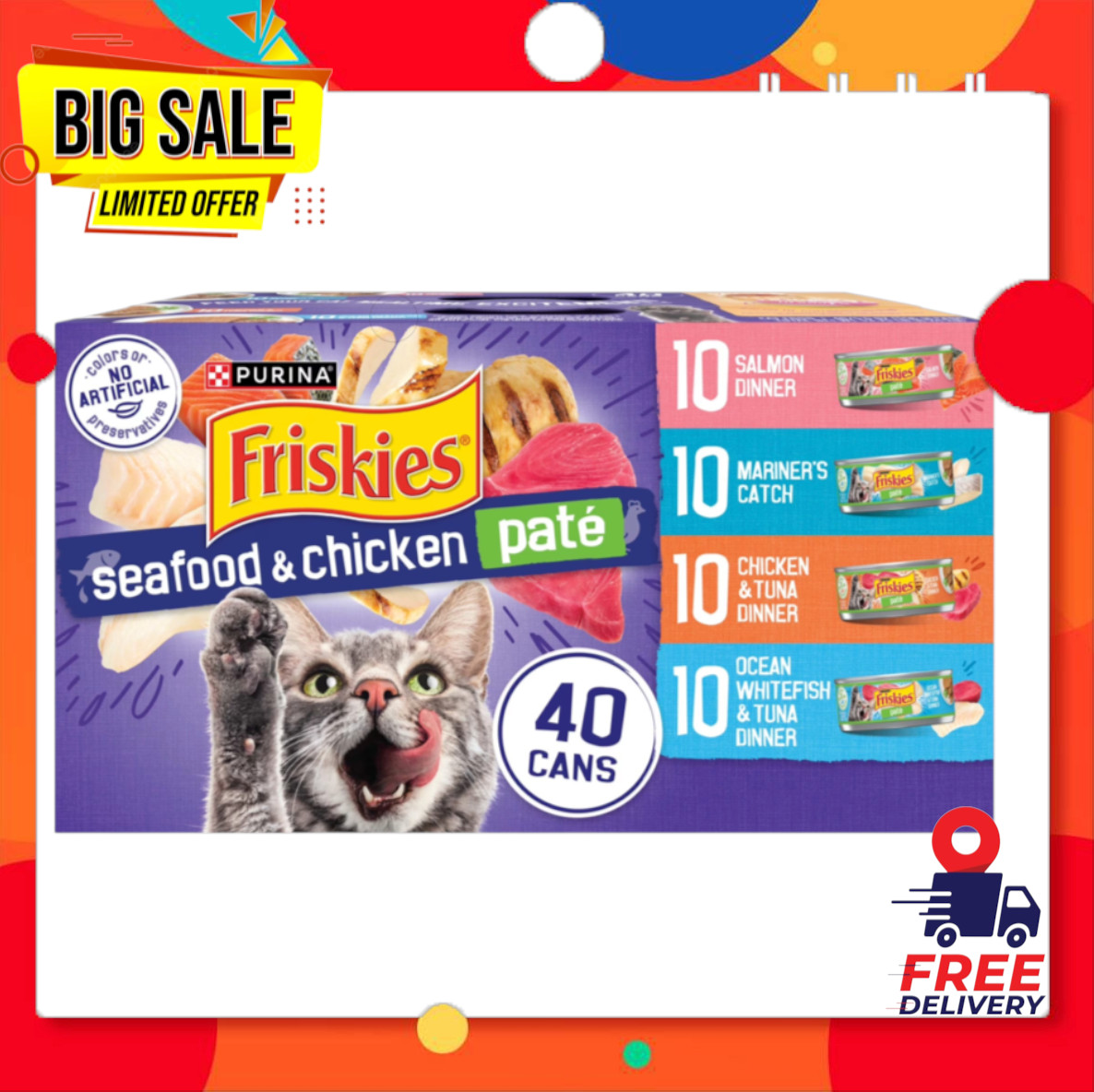 Purina Friskies Soft Seafood & Chicken Wet Cat Food Variety...
