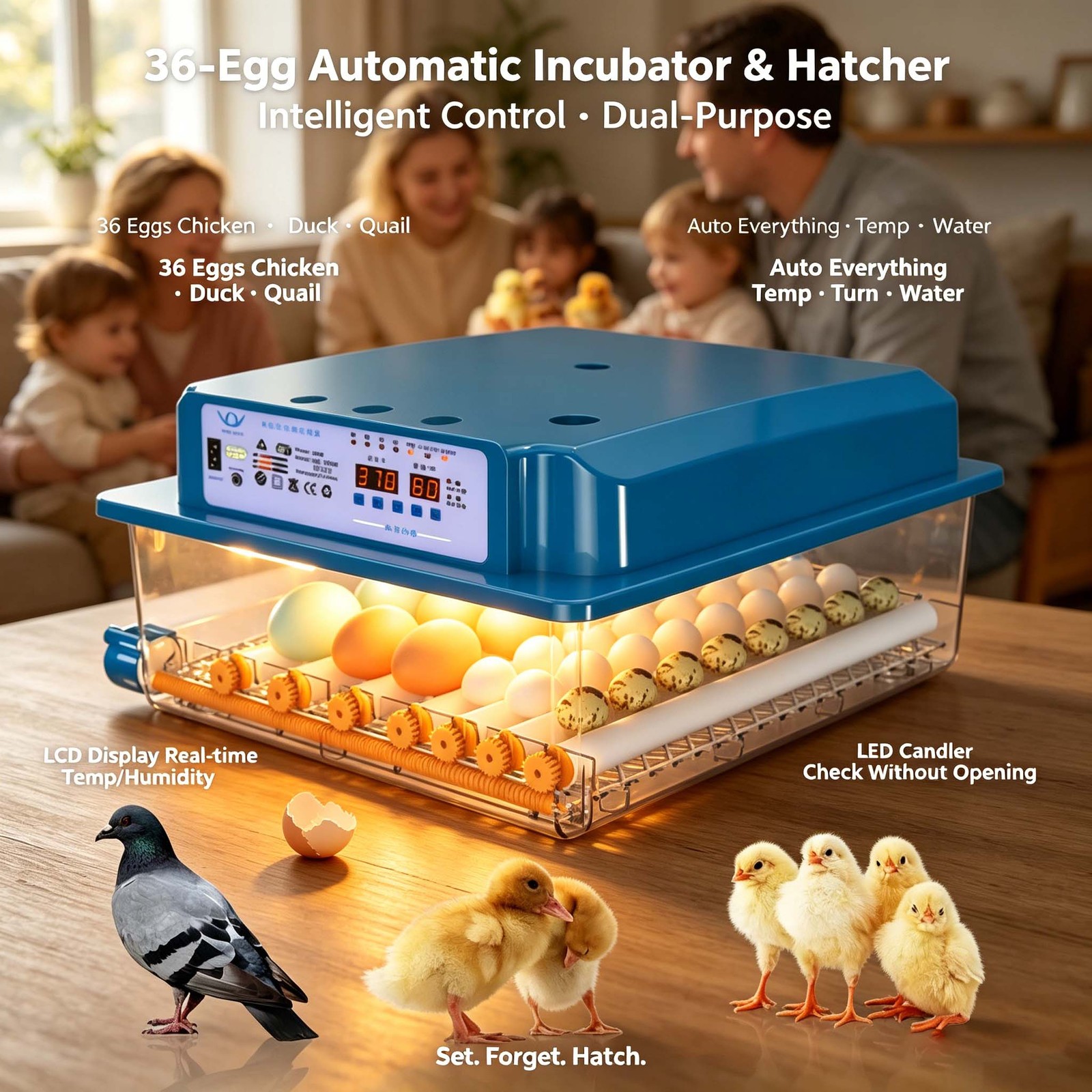 36-Egg Fully Automatic Incubator for Chicken, Duck and Goose...