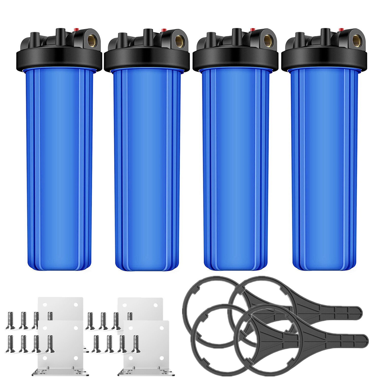 Big Blue Whole House Filter Housing Sets - 4 Pack, 4.5" x 20...