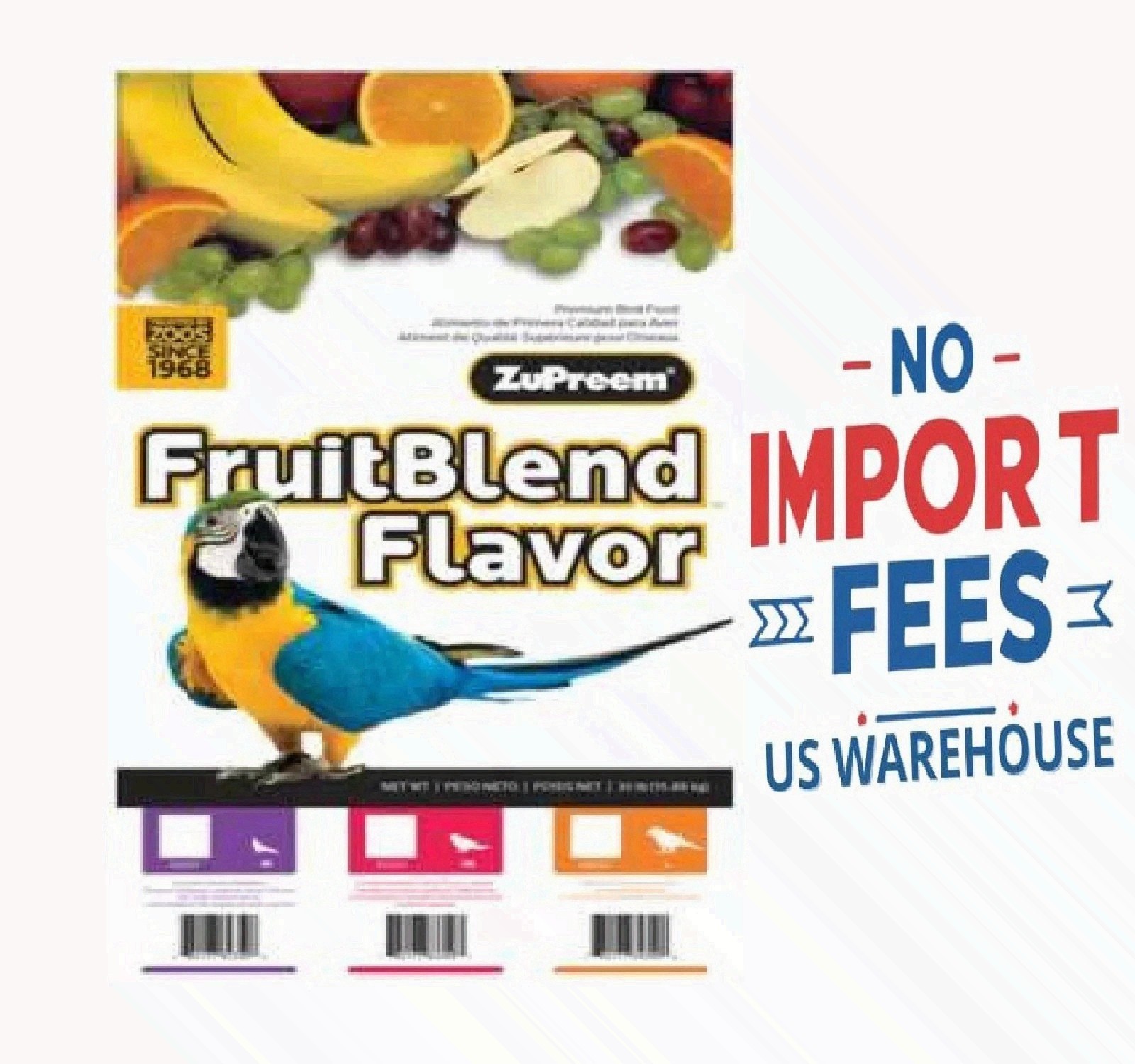 ZuPreeEm FruitBlend Parrot Food Pellets Medium Size - 35 lbs