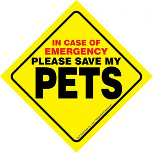 Emergency Pet Sign - Bright Yellow Window Marker