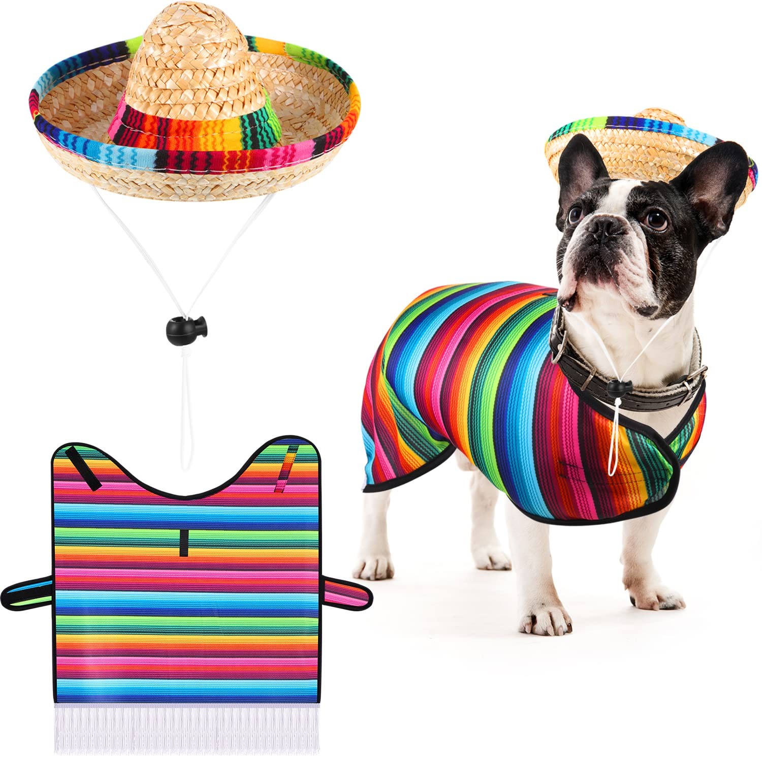 Weewooday Multicolor Dog Poncho Costume Hat