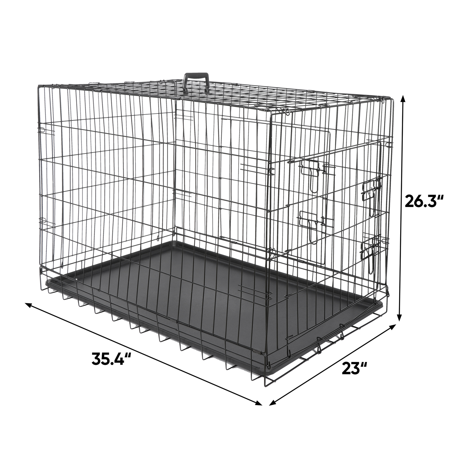 Dog Crate Kennel Folding Pet Cage (2 Door, Tray) - 36 Inch C...