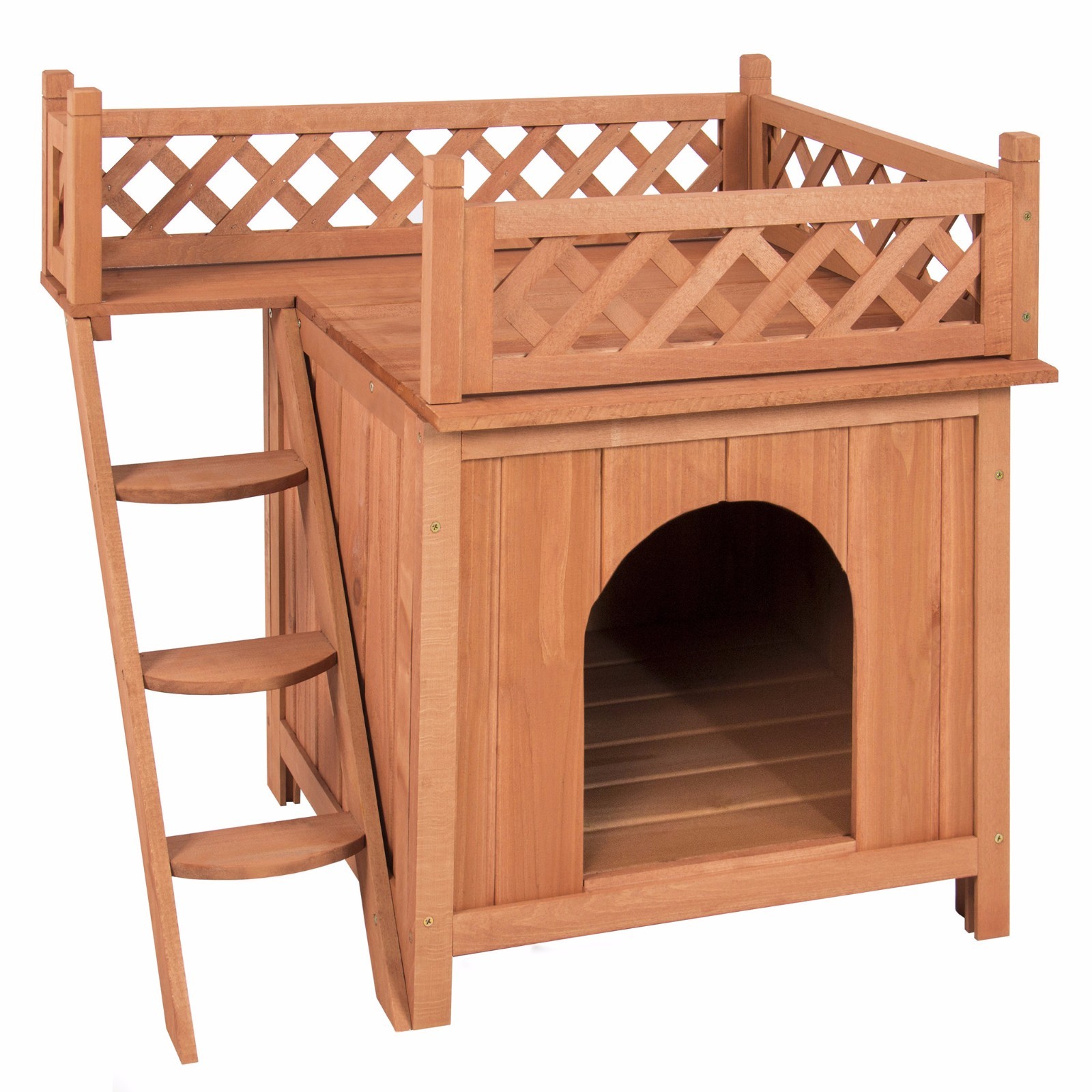 Dog House Room Puppy Play Indoor/Outdoor Wood Raised Roof Ba...