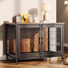 Large Heavy Duty Dog Crate Wooden Kennel With Tray End Table...