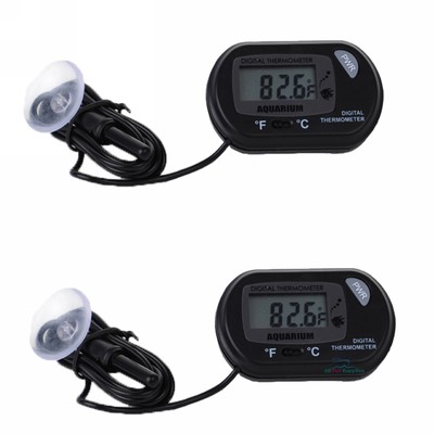 2 Pcs Lcd Digital Fish Aquarium Thermometer Water Terrarium...