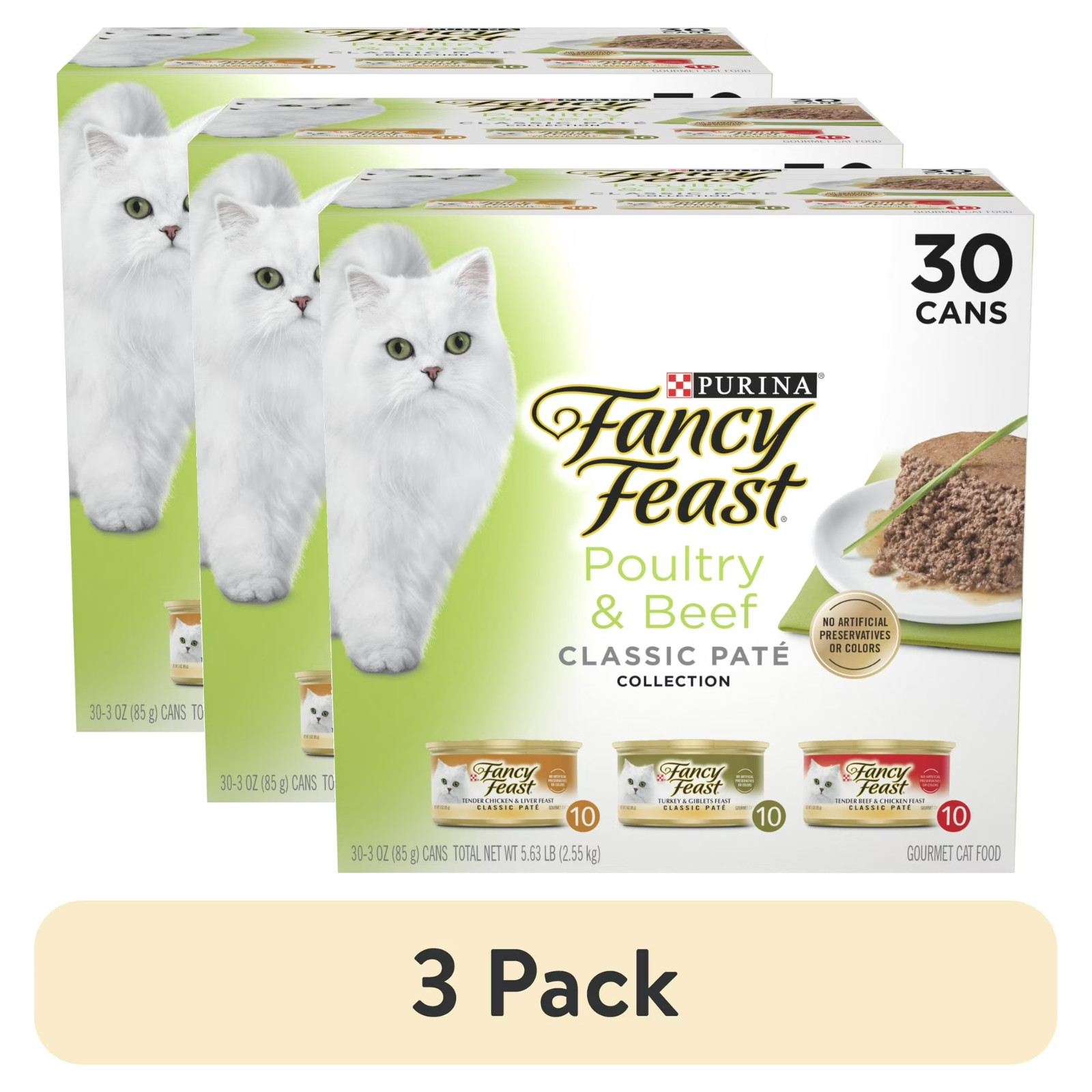 Purina Fancy Feast Classic Poultry Beef Wet Cat Food 3 Pack...