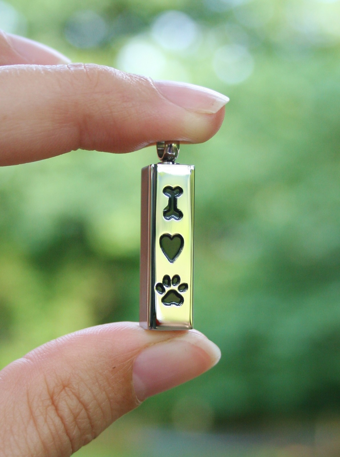 Dog Bone Heart Urn Pendant for Pet Ashes