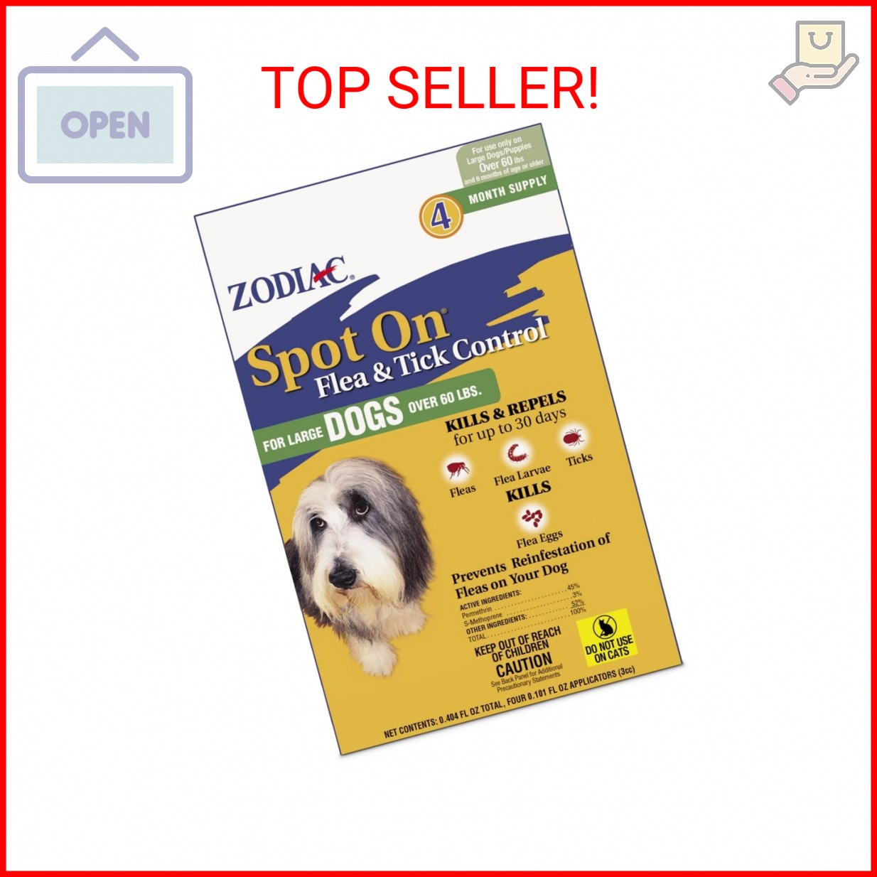 Zodiac Spot On Flea & Tick Control for Large Dogs (Over 60 l...