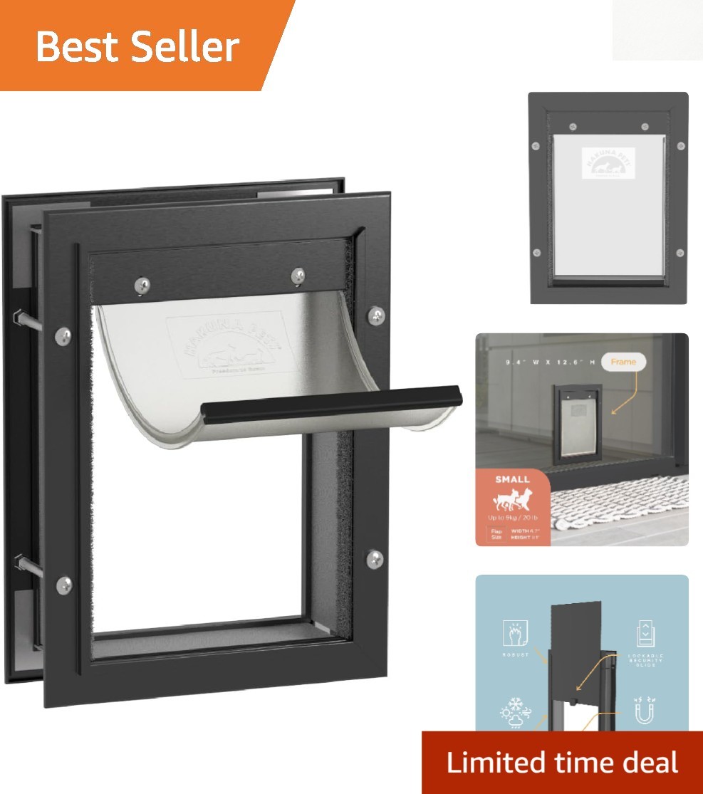 Deluxe Aluminum Pet Door for Cats & Dogs - 2-Way Locking Pan...