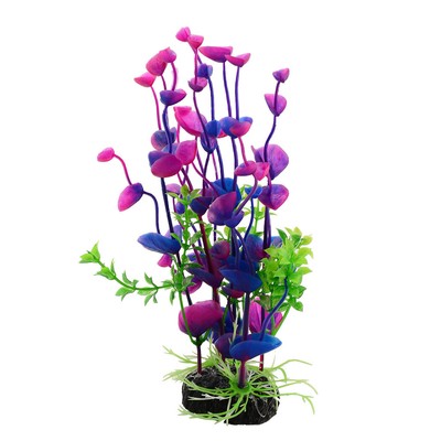 Artificial Purple Green Plants Plastic Grass Aquarium Orname...
