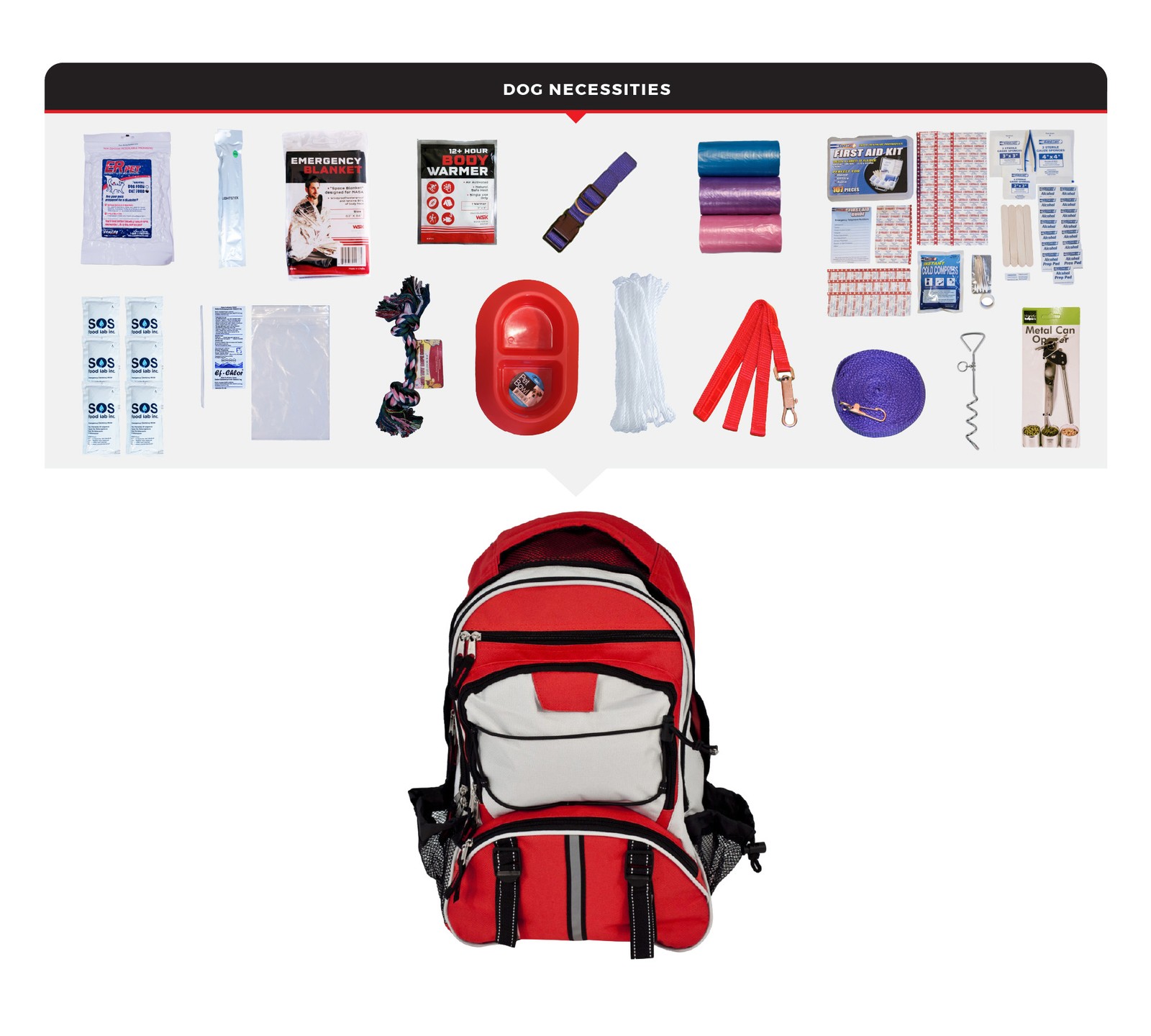 Deluxe Dog Survival Kit Backpack