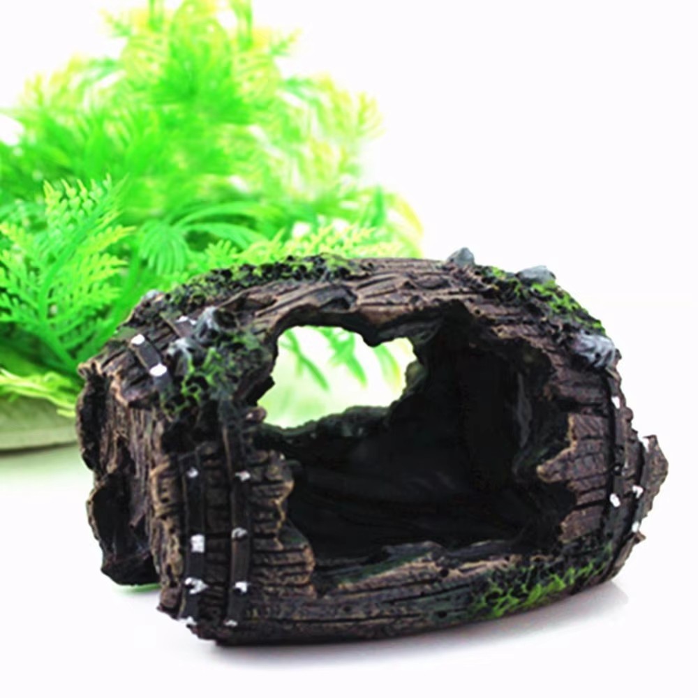 Resin Barrel Cave Fish Tank Ornament Landscape Decor