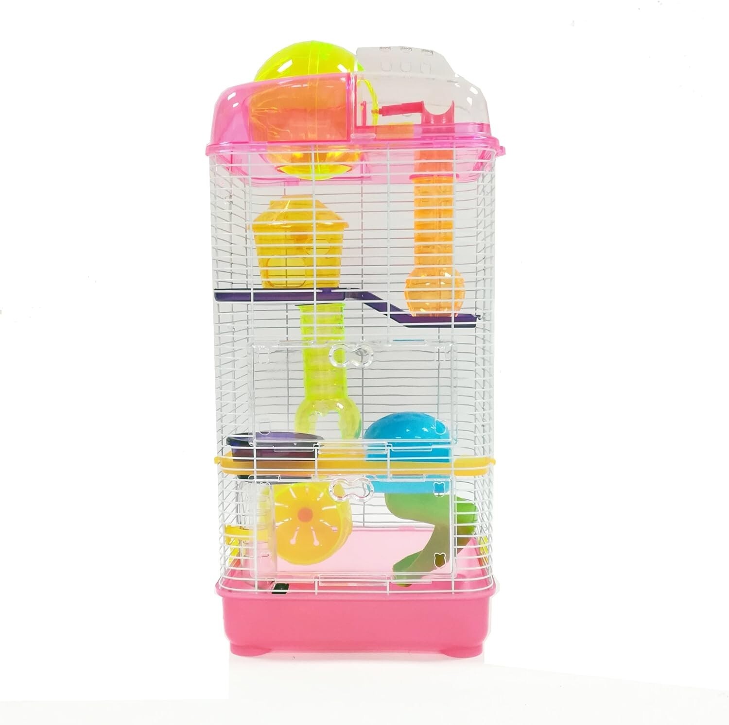 Pink Dwarf Hamster Cage, 6 lbs Clear Plastic Ball Top