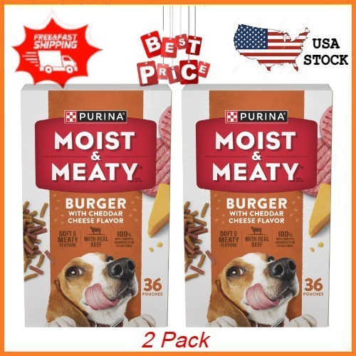Purina Moist & Meaty Soft Beef Burger Cheddar Cheese Dry Dog...