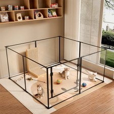 8 Panel Transparent Indoor Acrylic Dog Playpen Luxury Pet Pu...