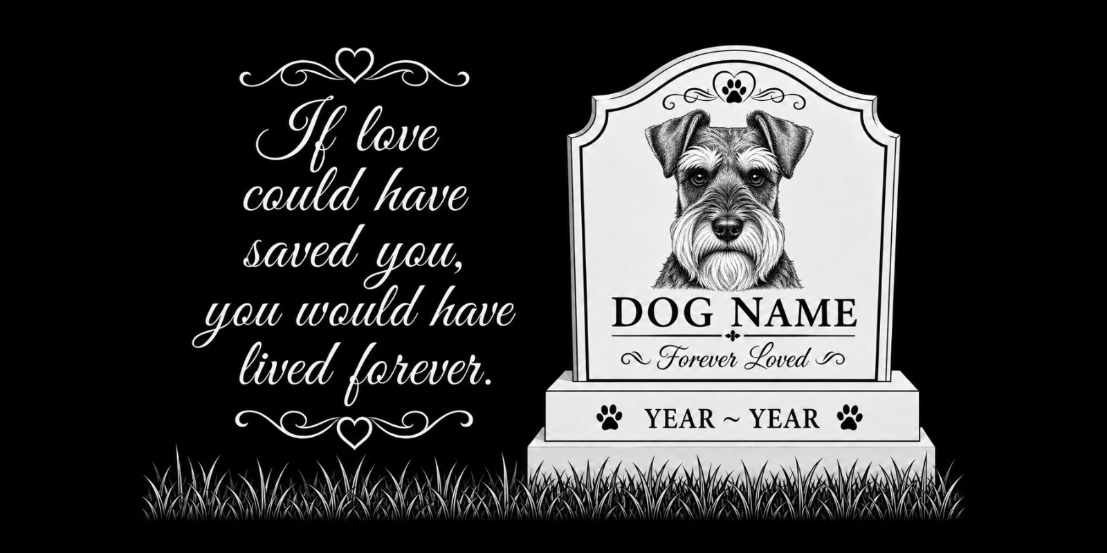 Miniature Schnauzer Granite Personalized Dog Grave Marker -...
