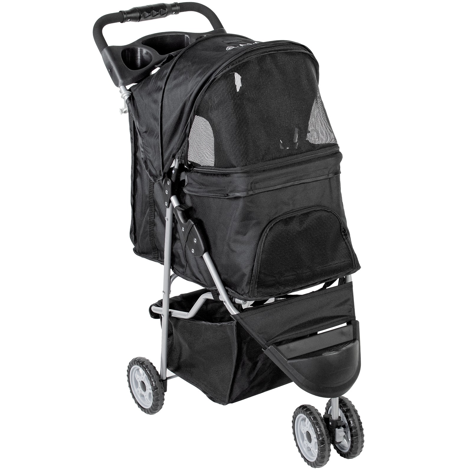 Vivo Black Foldable Pet Stroller - 3 Wheels