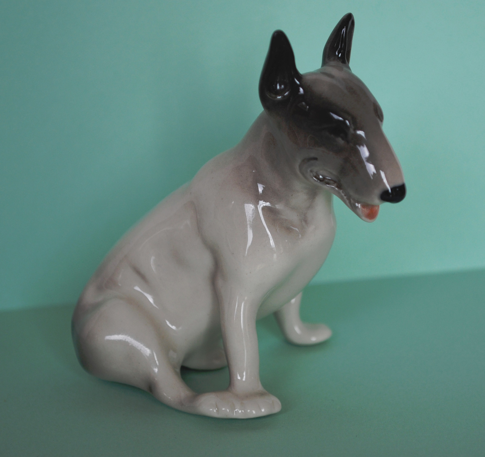 Hand Painted Porcelain Figurine Bull Terrier Figurine