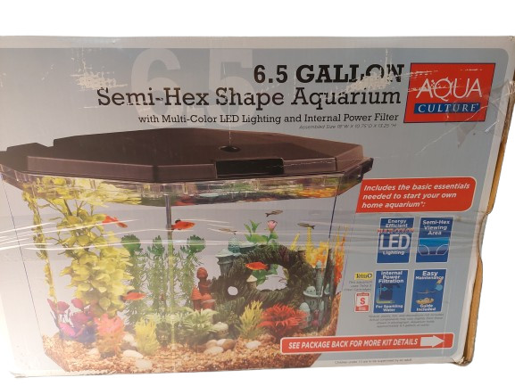 Semi Hex Shape Multi-Color LED Aquarium Kit, 6.5 Gallon