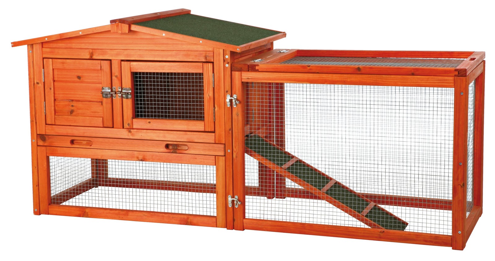 Trixie Naturura Animal Hutch with Outdoor Run - 61" x 20.75"...