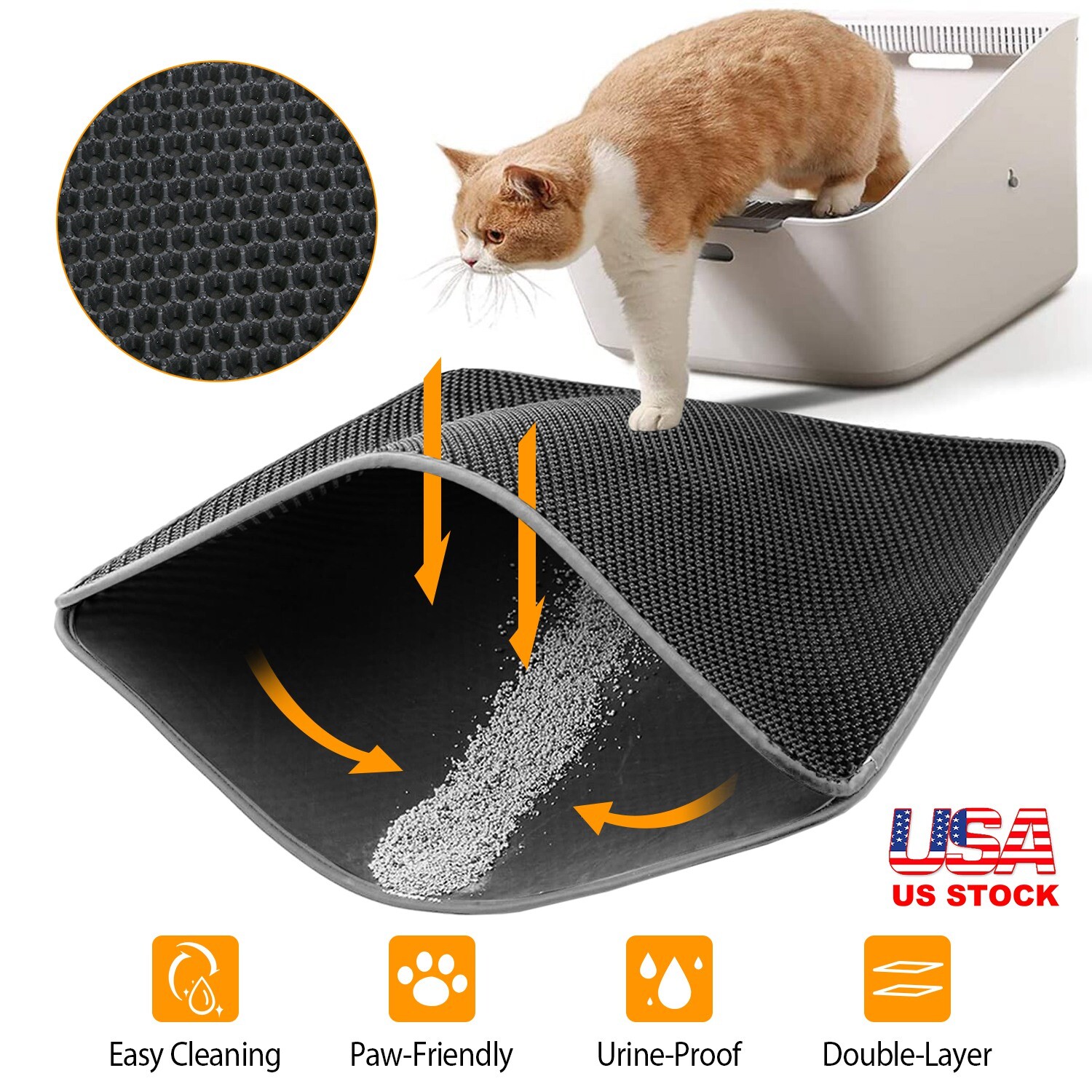 Cat Litter Mat - Double Layer Kitten Trap Dirt Catcher Water...