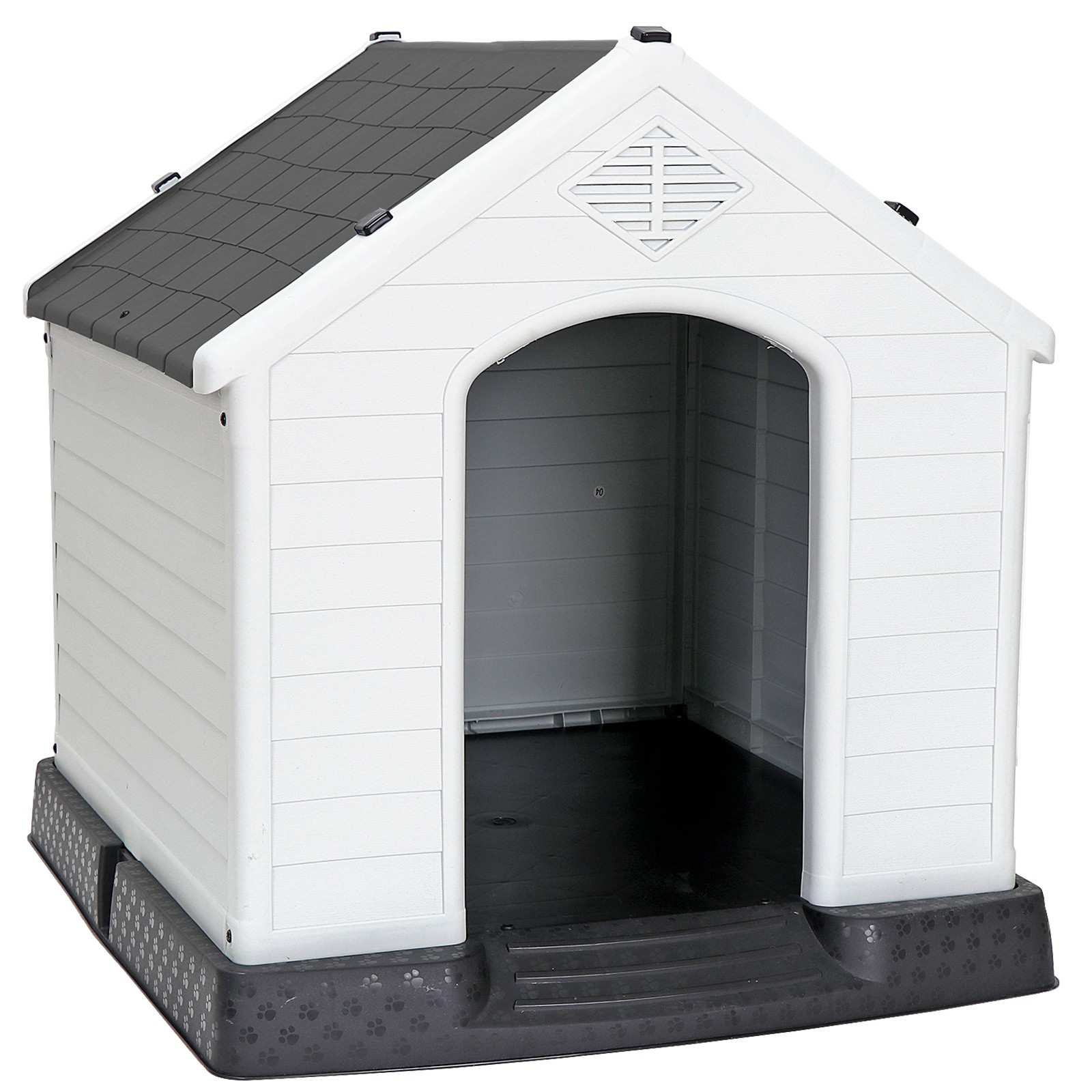 Outdoor Grey Roof Dog Kennel - Small to Medium Dog Waterproo...