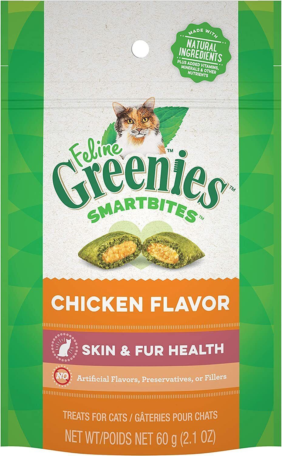 Feline Greenies Chicken Treats for Cats - Skin & Fur Care -...