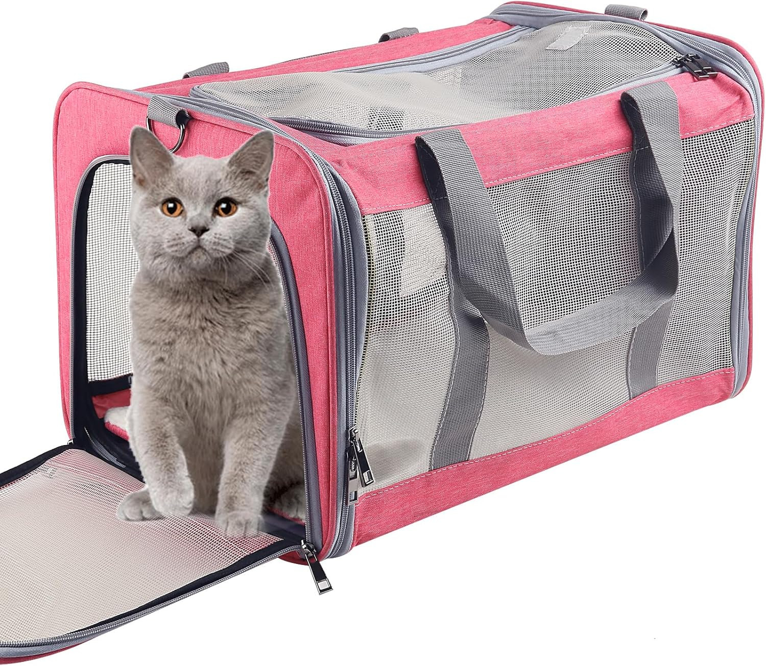 Large Mesh Dog Travel Carrier Pink, Soft-Sided, 18x12 inches